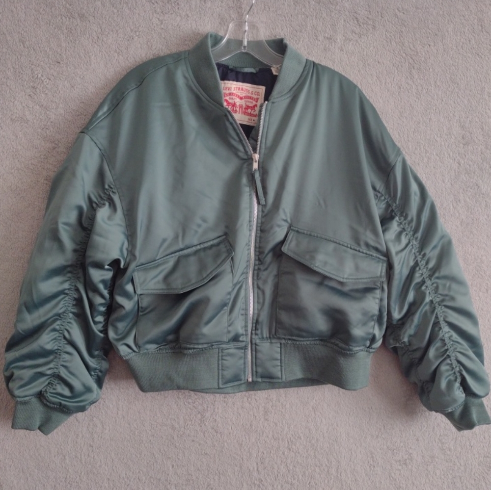 Women’s LEVI’S Green Andy Tech Bomber Jacket Size M *Small Defect See Pics*